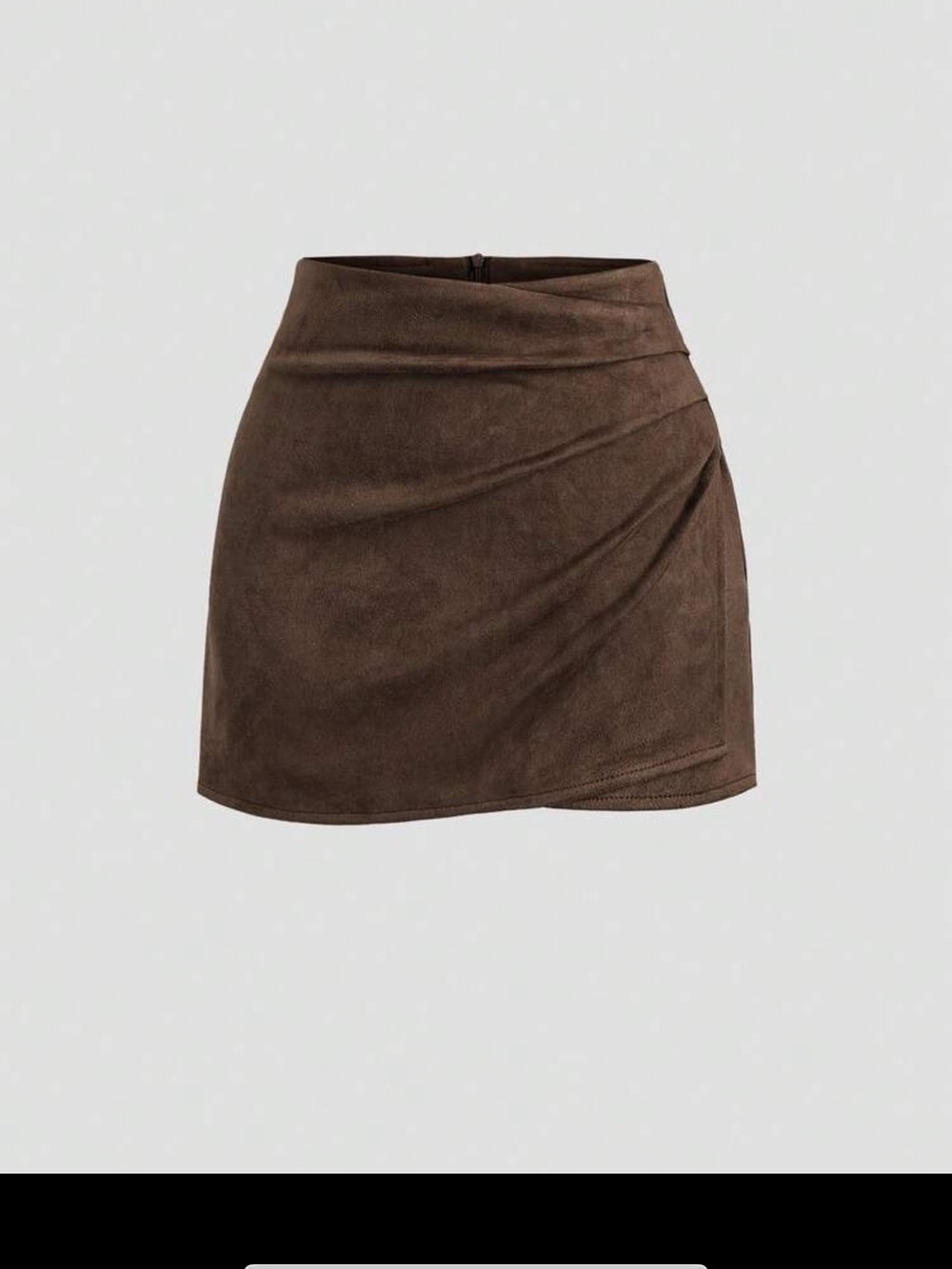 NWOT SHEIN Dark Brown Mini Skirt with Side rouching